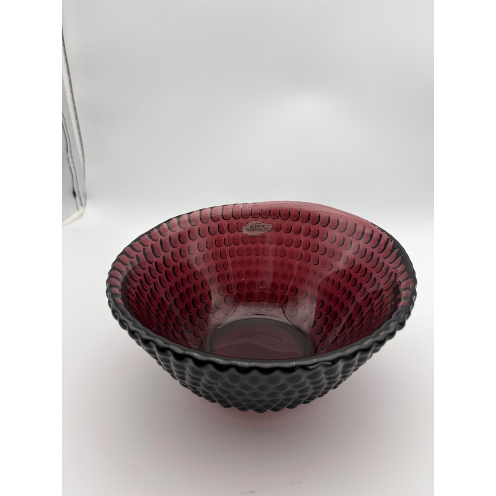 Blenko‎ Amethyst Hobnail Glimmer Art Glass Bowl 943S Vintage USA